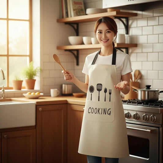 Wasserdichte Schuerze mit englischen Buchstaben und Kochutensilien Design-Yabubest - Home & More