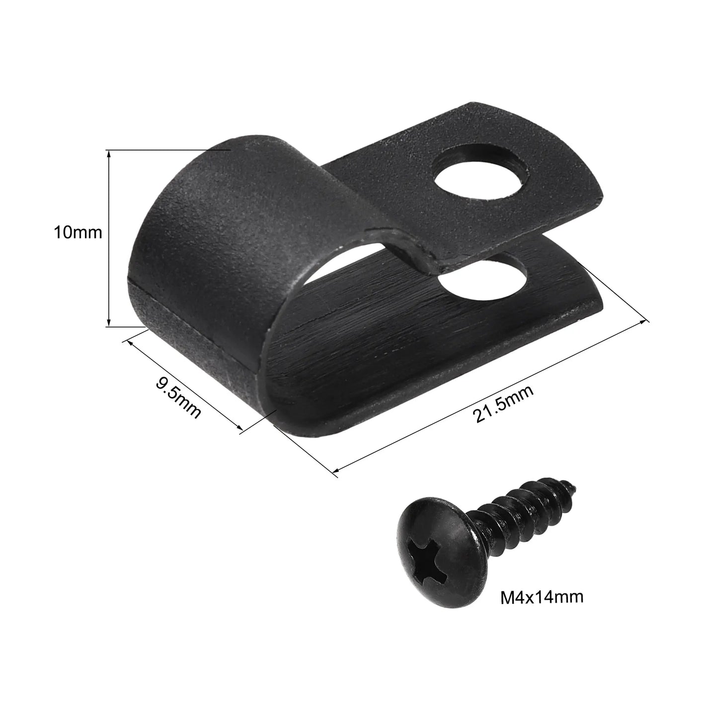 50x R-Typ Nylon Kabelclips mit Schrauben für diverse Kabeldurchmesser