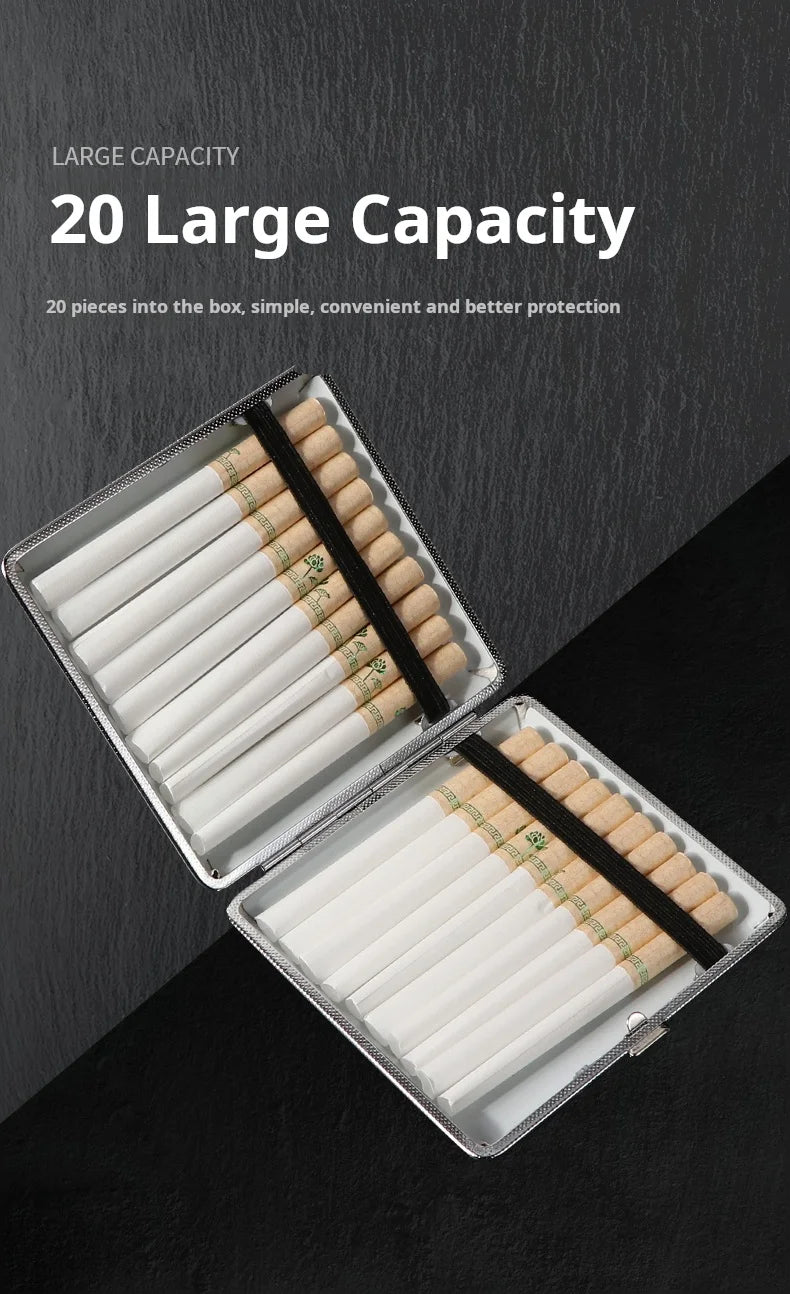 Tragbare leichte Zigarettenschachtel aus Metall mit Ledermuster