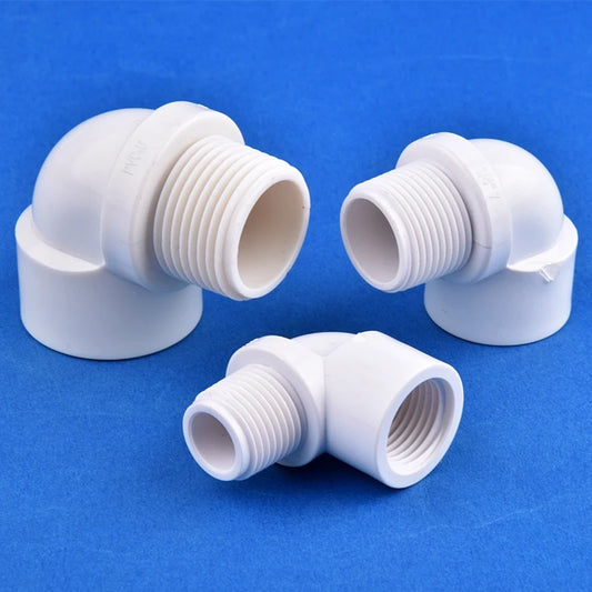 Robuster weißer PVC 90° Ellenbogen Stecker mit Außengewinde 1/2-1 für DIY - Garten