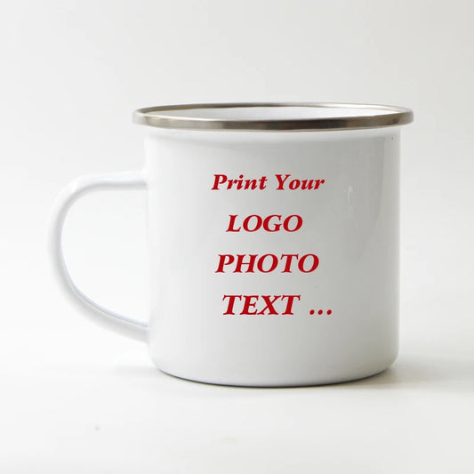 Personalisierte Emaille-Tasse mit Foto und Text 350 ml