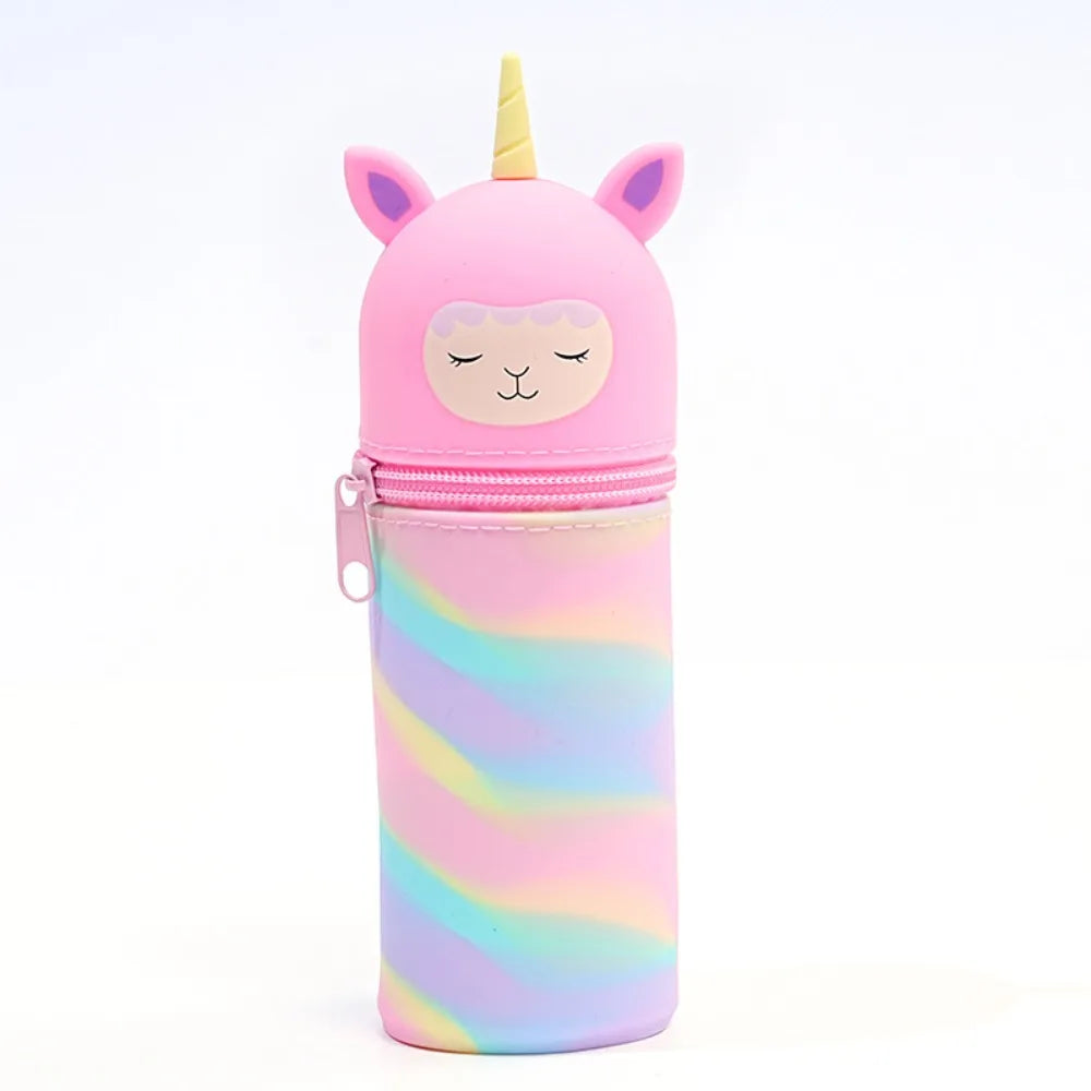 Niedlicher Silikon Stifthalter mit großem Fassungsvermögen und Reißverschluss