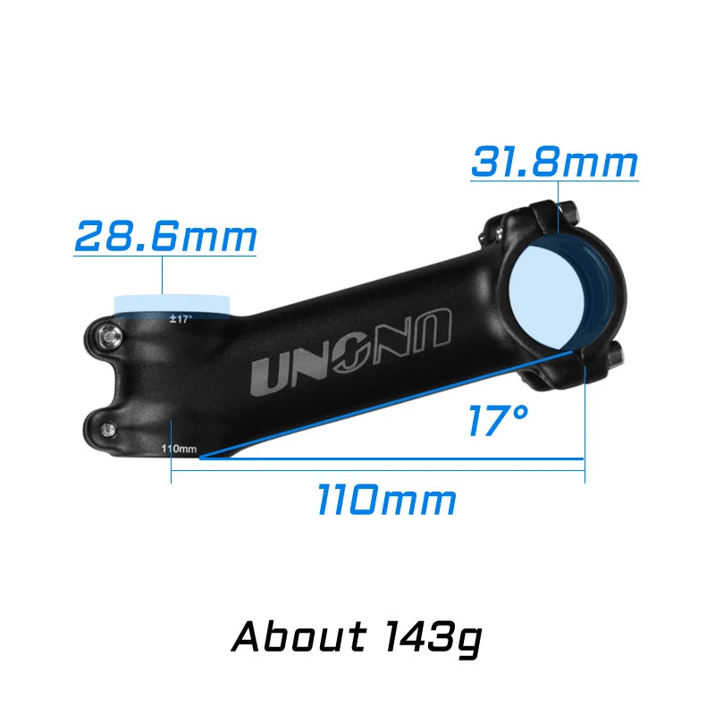 Ultraleichter Fahrradvorbau 31,8 mm, 28,6° Neigung – in verschiedenen Längen