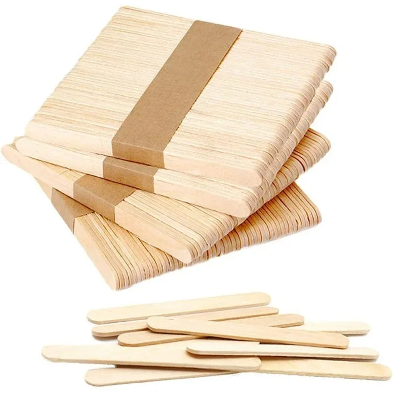 50 Naturholz-Sticks zum Basteln - Eismachen – 11,5x1 cm, 50 Stück raw