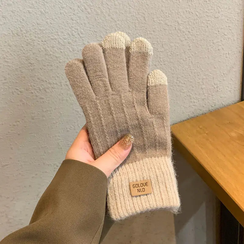 Warme Strickhandschuhe mit Touchscreen-Funktion für Damen und Herren