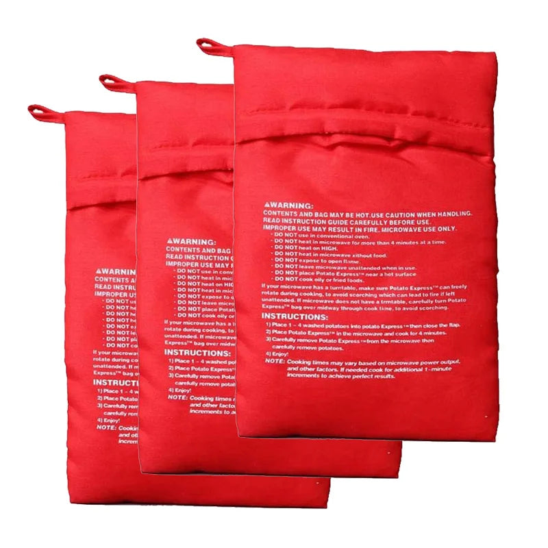 Schnell - Umweltfreundlich: Roter Mikrowellen-Kartoffelbeutel 19x25 cm Wiederverwendbar