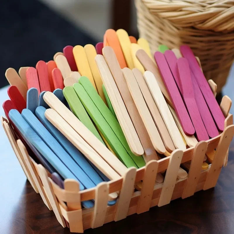 50 Naturholz-Sticks zum Basteln - Eismachen – 11,5x1 cm, 50 Stück raw