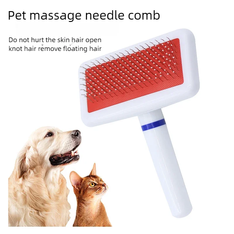 Haarentferner Bürste für Hunde und Katzen mit rutschfestem Griff und Edelstahlklingen