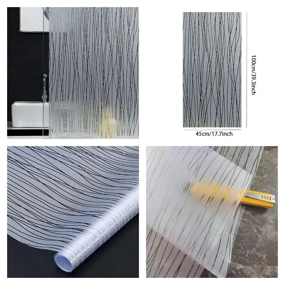 Mattierte Sichtschutzfolie mit Streifenmuster für Glasfenster