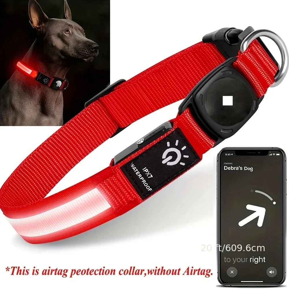 LED Airtag Hundehalsband wasserdicht USB für Sichtbarkeit und Ortung