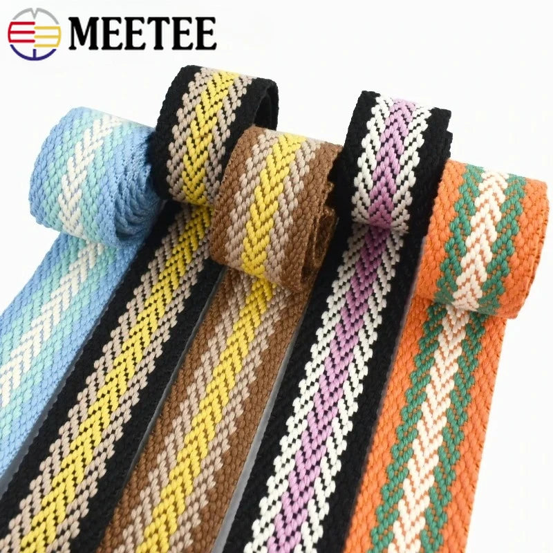 Farbig gestreiftes Baumwollgurtband 38 mm 2,5 mm dick vielseitig einsetzbar
