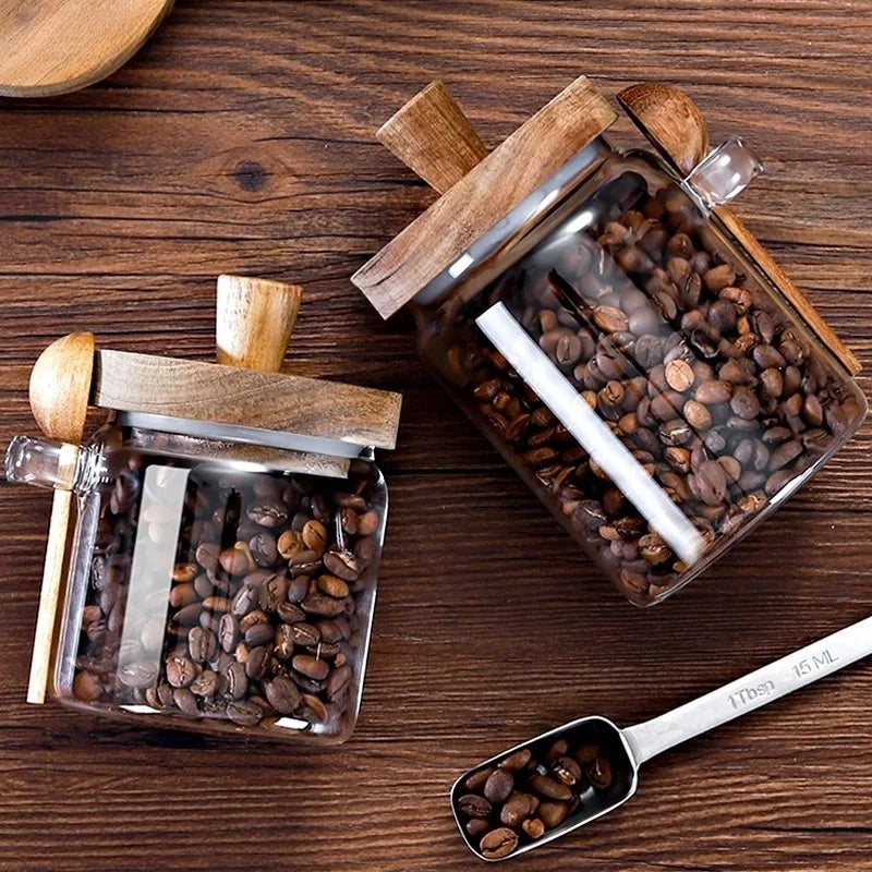 Luftdichte Vorratsgläser mit Holzdeckel - Löffel – stilvoll, praktisch 400–900 ml