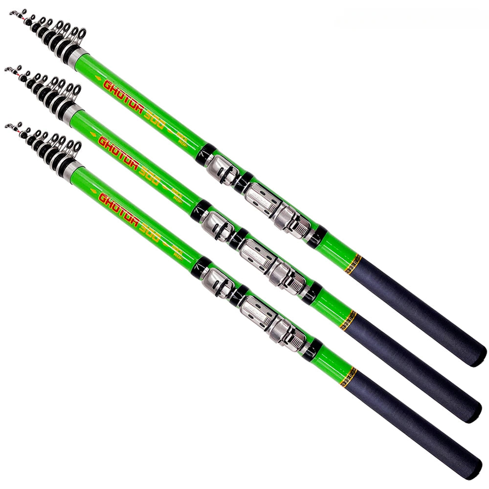 Fern Casting Teleskop Angelrute aus Carbon 1,5m bis 3m für Felsenangeln