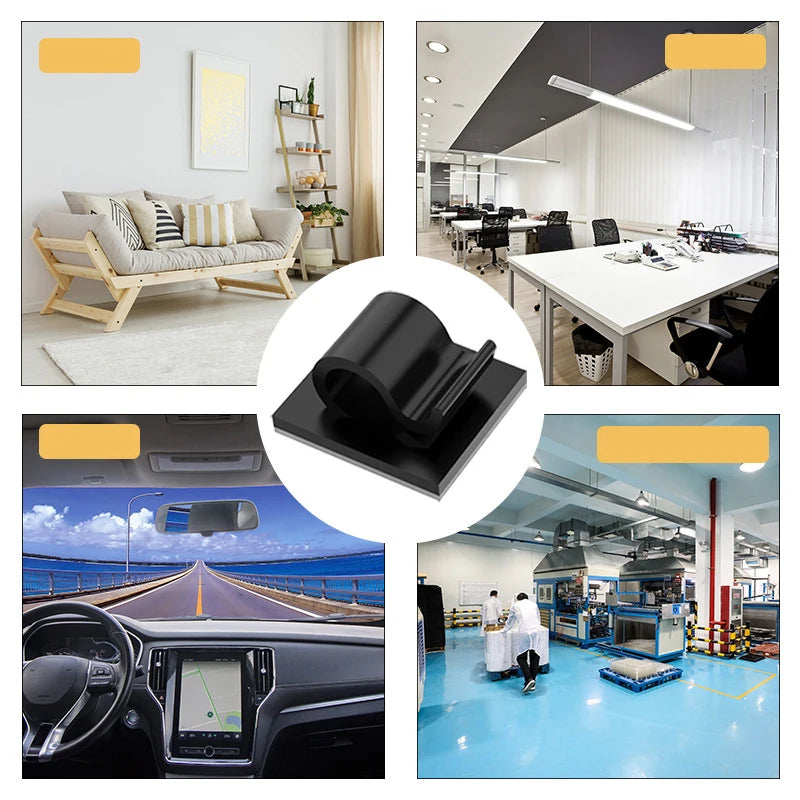 Selbstklebende Kabelklemmen Kunststoff für Kabelmanagement Zuhause Büro Auto
