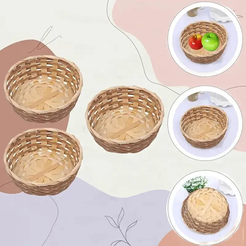 6er Set Runde Aufbewahrungskörbe Aus Natürlichem Bambus