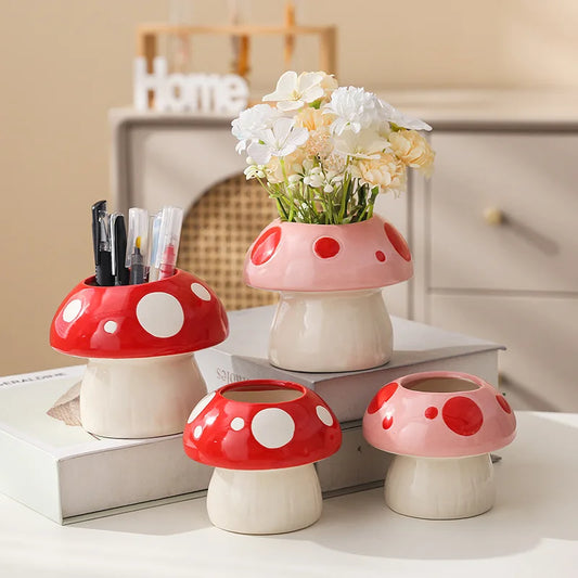 Keramik Pilz Stifthalter kreativer Desktop Organizer für Schule und Büro