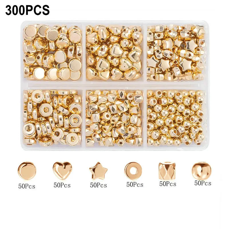 4 Farben CCB Spacer Perlen Kit mit 6 Stilen für Schmuck DIY Handwerk