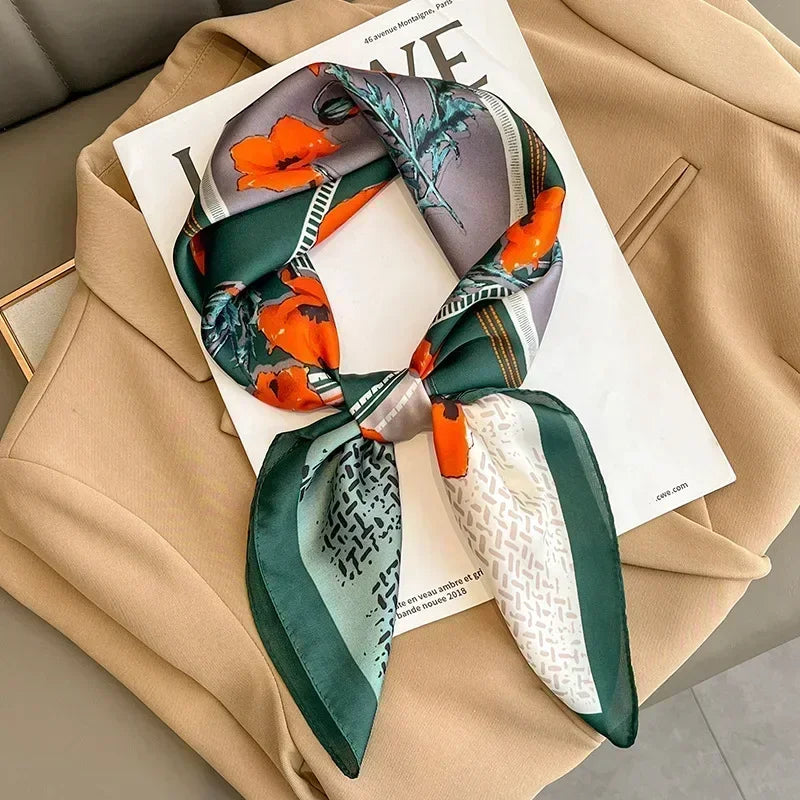 Luxus Seide Quadrat Schal Frauen Weich Satin Haarband Halstuch Büro Hijab