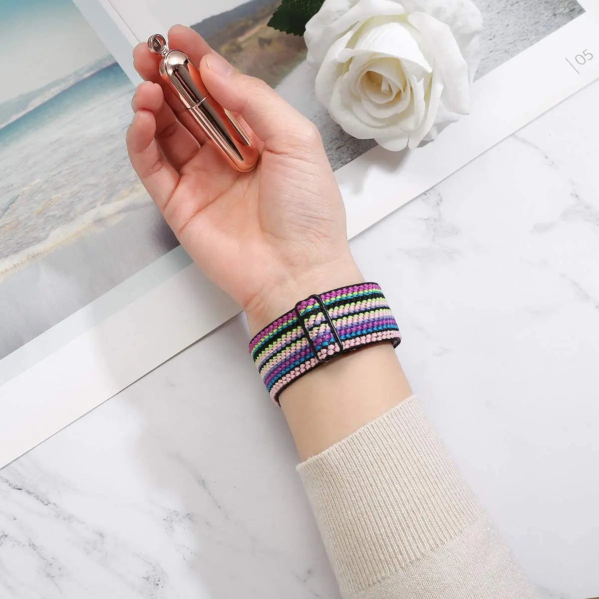 Atmungsaktives Nylon-Smartwatchband 22 mm verstellbar – Perfekt für Sport - Alltag