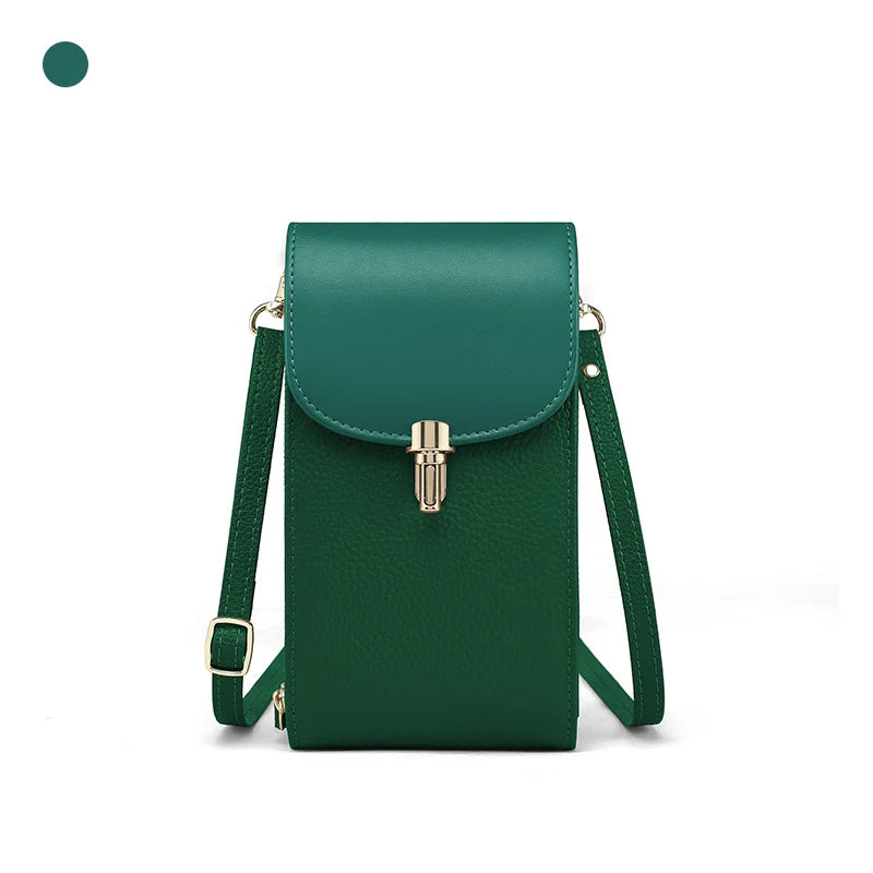 Praktische Leder Umhängetasche mit Kartenfächern und Reißverschluss