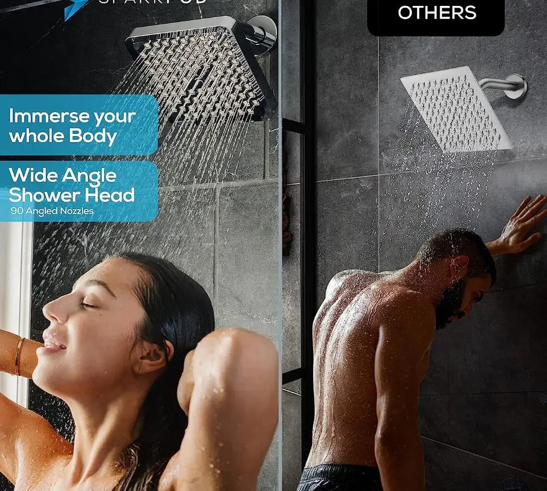 6 Zoll Hochdruck Regenduschkopf mit Arm Verstopfungshemmende Düsen