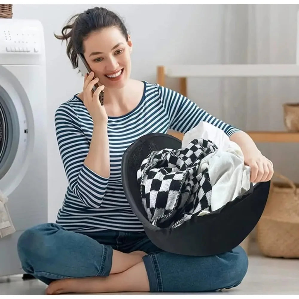 Platzsparender flexibler zusammenklappbarer Wäschekorb mit Griffen Polyester