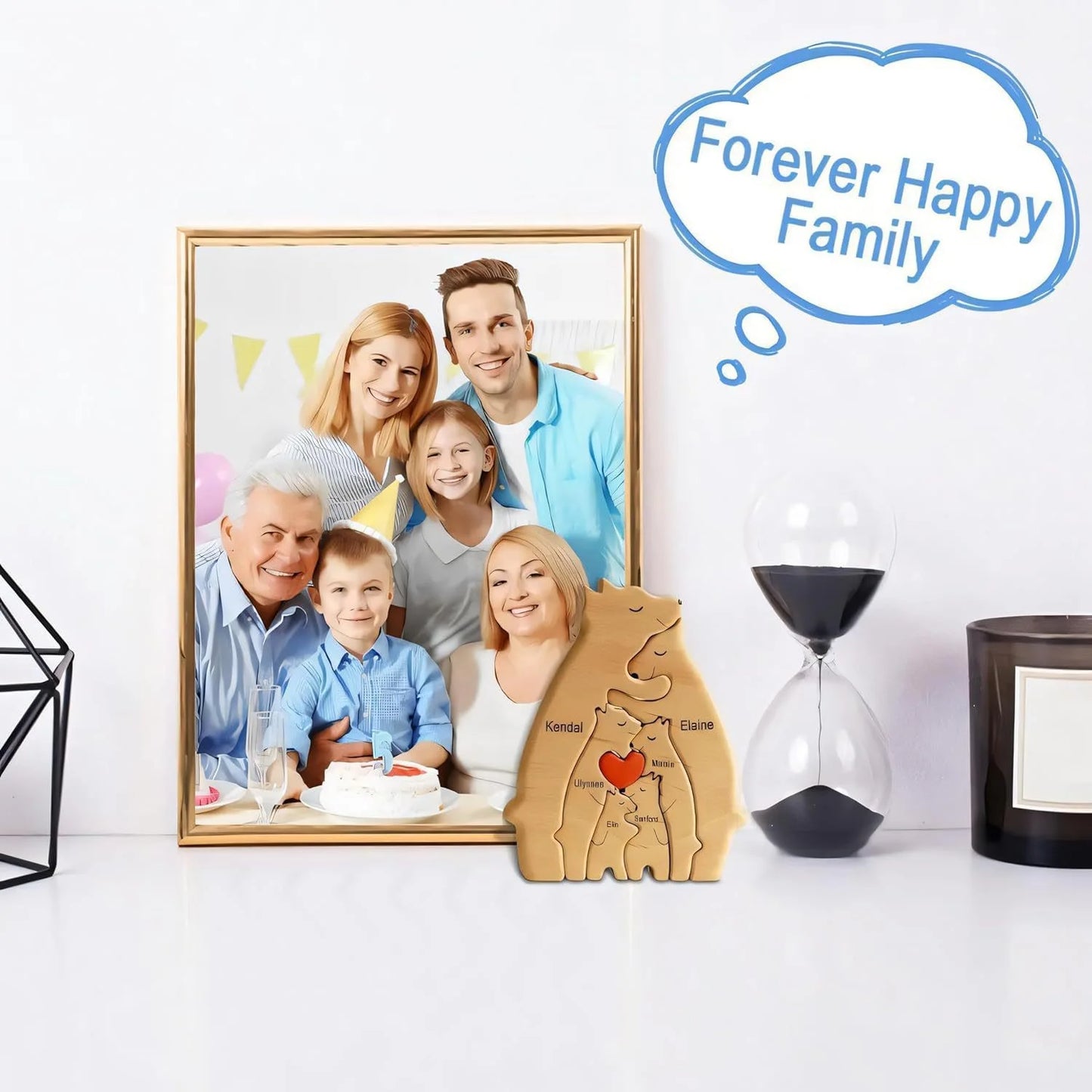 Personalisierbares Familienpuzzle aus Holz als Dekoration und Geschenk