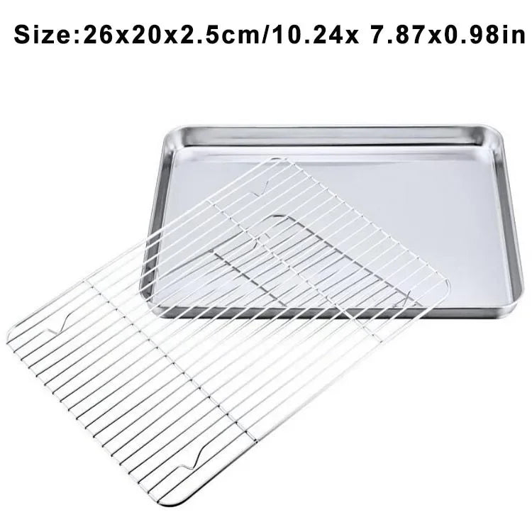 Rechteckiges Edelstahl Backform Set mit abnehmbarem Kühlregal