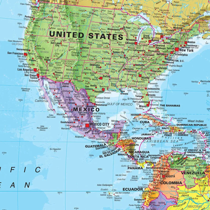 Lehrreiche Weltkarte als Wanddekoration und Lernhilfe