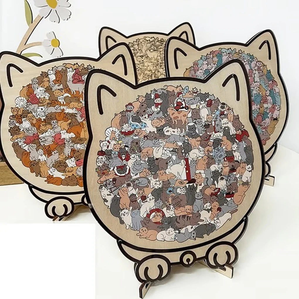 Katze 3D Puzzle Holz Tierform Lernspielzeug