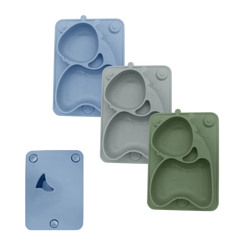 Geteilter Silikonteller für Kinder mit niedlichem Giraffen Motiv BPA frei