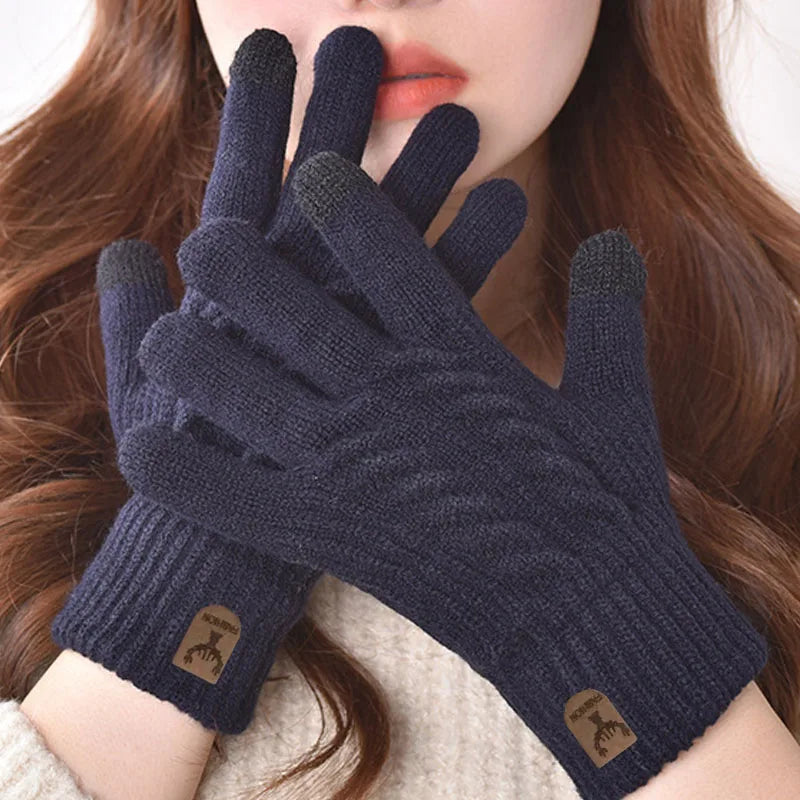 Unisex Handschuhe mit separaten Fingern und Plüschisolierung für Herbst Winter