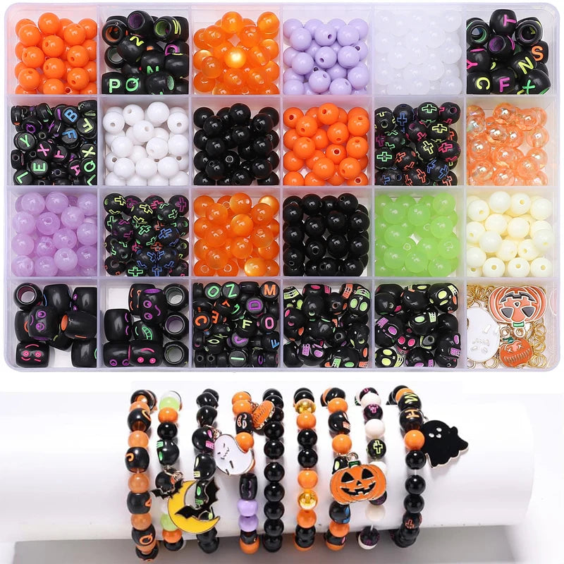 Tonperlen Halloween Stil und Buchstabenperlen Set für Freundschaftsarmbänder
