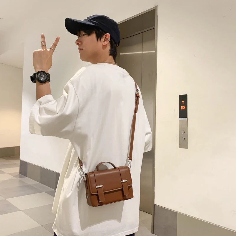 Elegante PU Leder Umhängetasche für Männer im Flip Stil