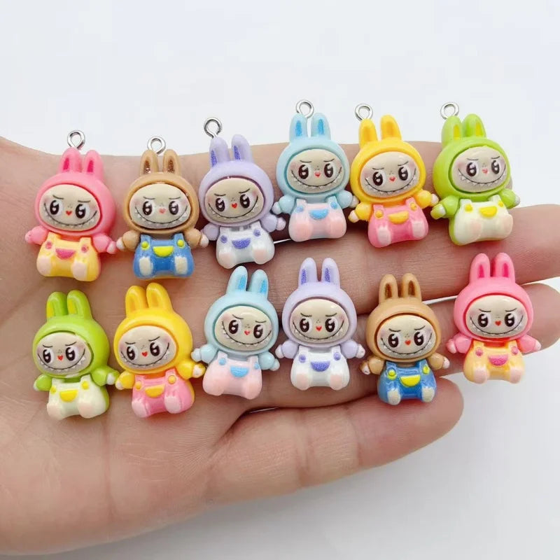 10er Set Kawaii Kaninchen-Erdbeer-Haus Kunstharz Anhänger