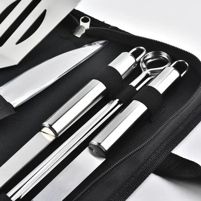 Robustes Edelstahl-Ofenset mit 9-12 Grillwerkzeugen - Tragetasche – Perfekt fürs Outdoor-Grillen