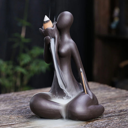 Lila Ton Rückfluss Weihrauchbrenner mit Wasserfall Effekt