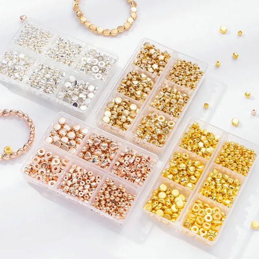 4 Farben CCB Spacer Perlen Kit mit 6 Stilen für Schmuck DIY Handwerk