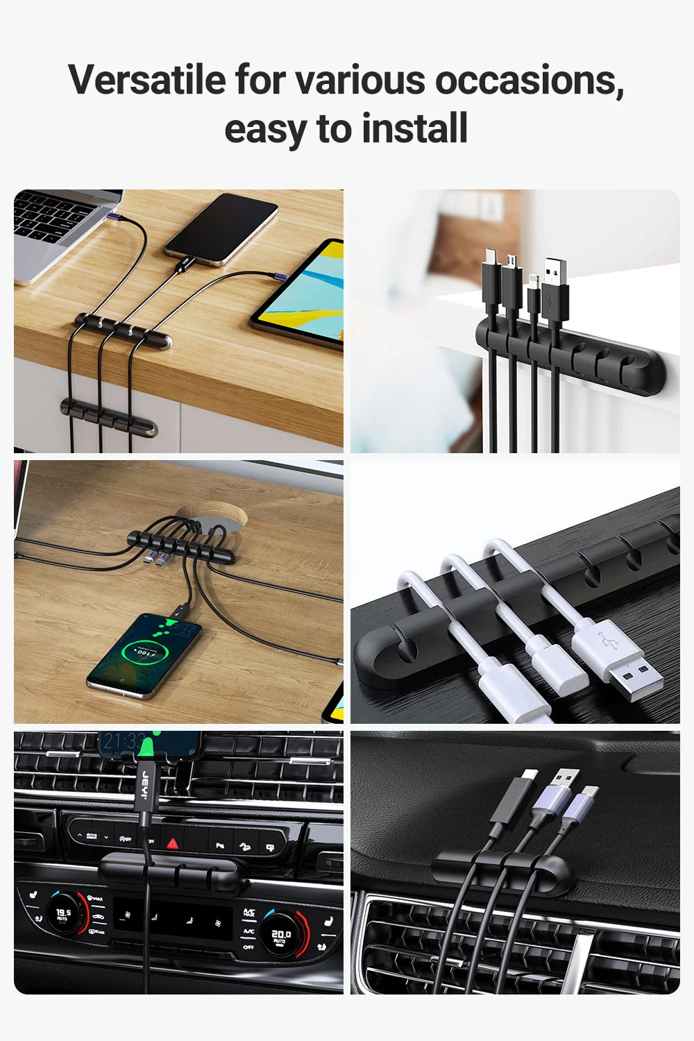 Selbstklebende Kabelhalter Clips für Kabelmanagement Schreibtisch 5mm