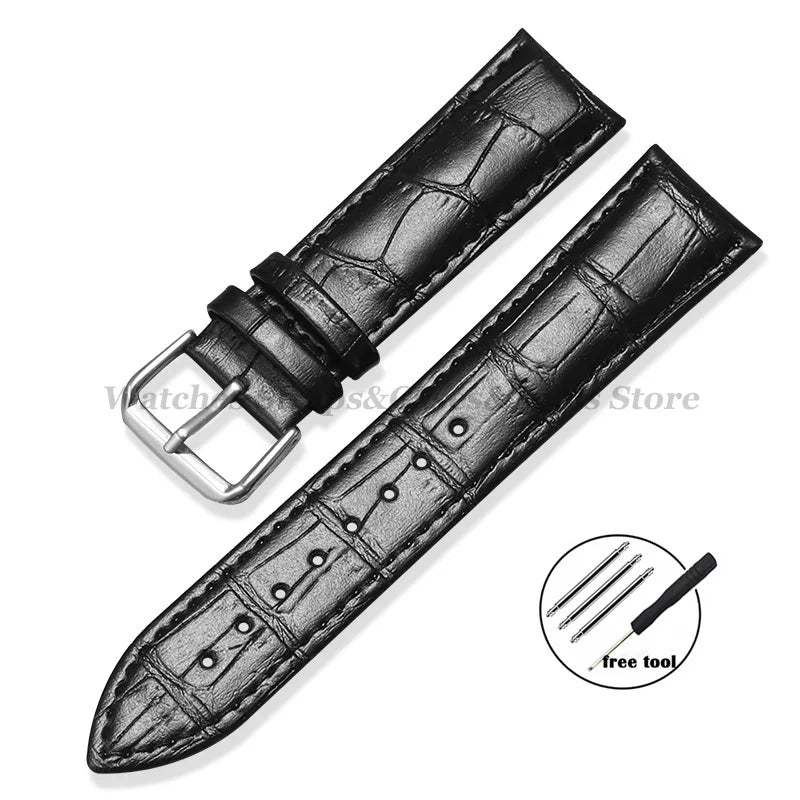 Kalbsleder Uhrenarmband Slub Muster 12-24mm Smartwatch Classic