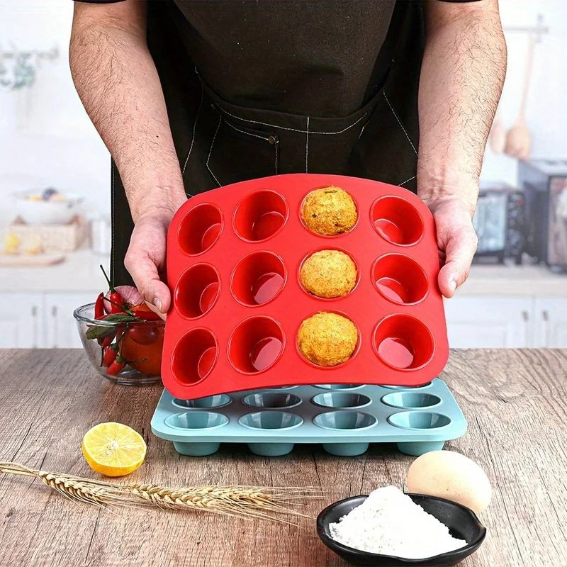 Premium Silikon Muffinform mit 12 Mulden Backform Antihaft Ofenfest