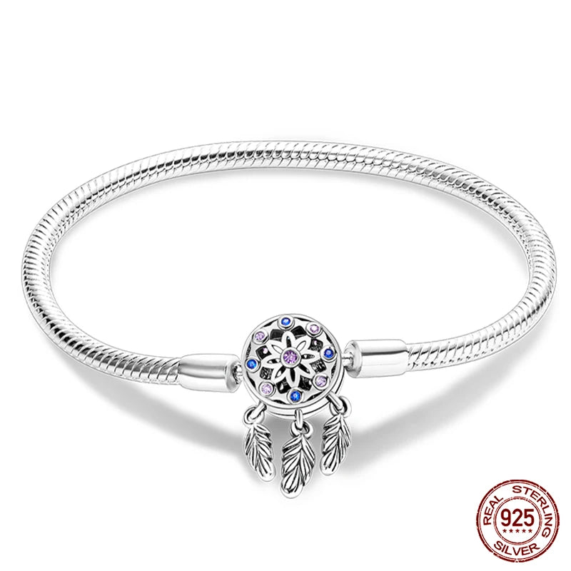 Armband Silber 925 mit Stern Mond Sonne und Grünem Zirkon Charm