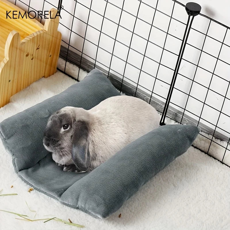 KEMORELA Kaninchenbett, dickes, weiches, konkaves Bettüberwurf, Decke, Plüschunterlage mit Baumwollliege, Kissen, kleines Haustier, Flip-Flop-Pad für den Innenbereich-Yabubest - Home & More