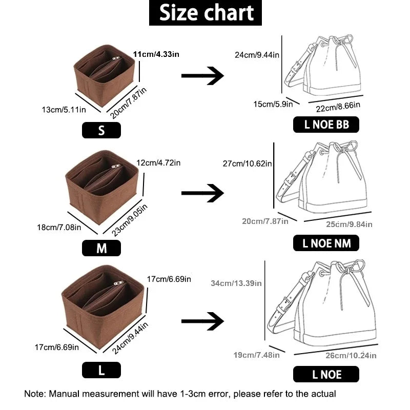 Praktischer Organizer Einsatz aus Filz für Taschen