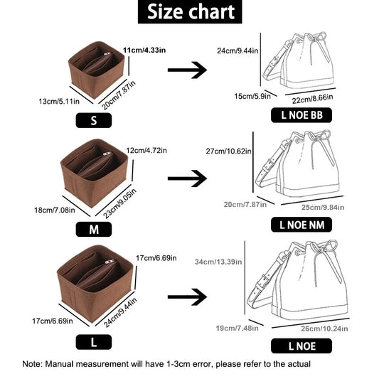Praktischer Organizer Einsatz aus Filz für Taschen