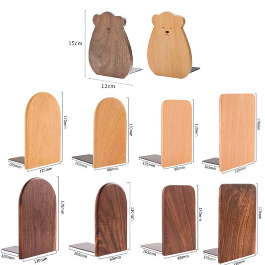 Natur Holz Buchstützen als Schreibtisch Organizer und Bücherhalter