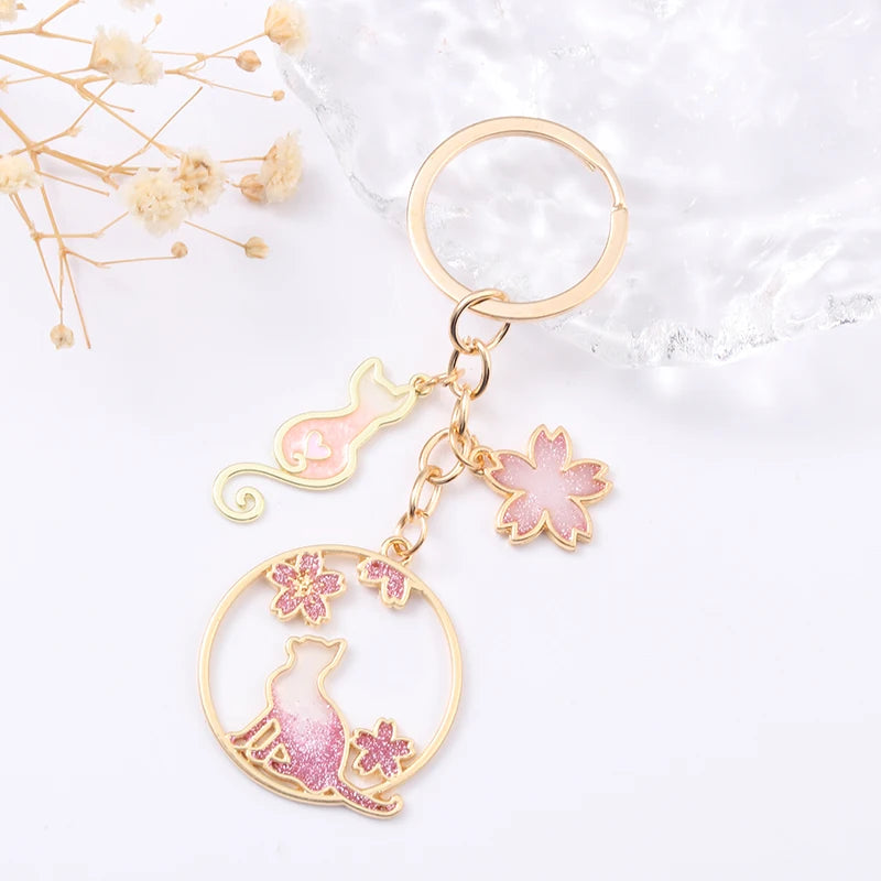 Blumen Schlüsselanhänger mit Kirschblüten-Design für Frauen - Mädchen