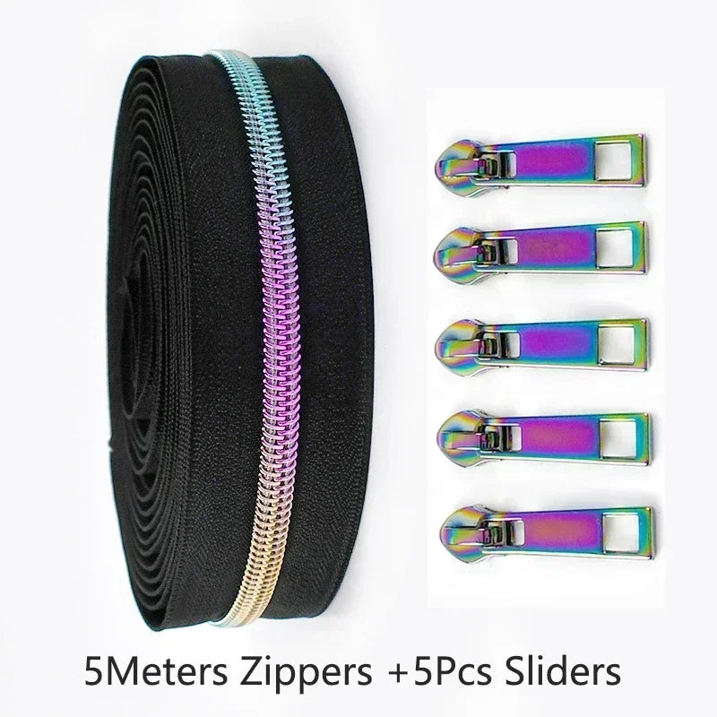 Nylon Reißverschlussband & Schieber Set 5m für Reparaturen Kleidung Taschen #5