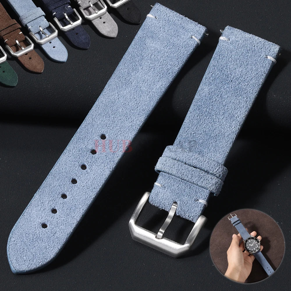 Weiches Wildleder Uhrenarmband 20 22mm für Smartwatch Klassik Uhr Damen Herren