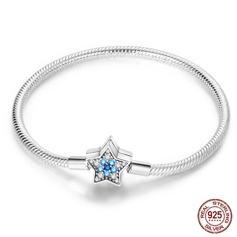 Armband Silber 925 mit Stern Mond Sonne und Grünem Zirkon Charm